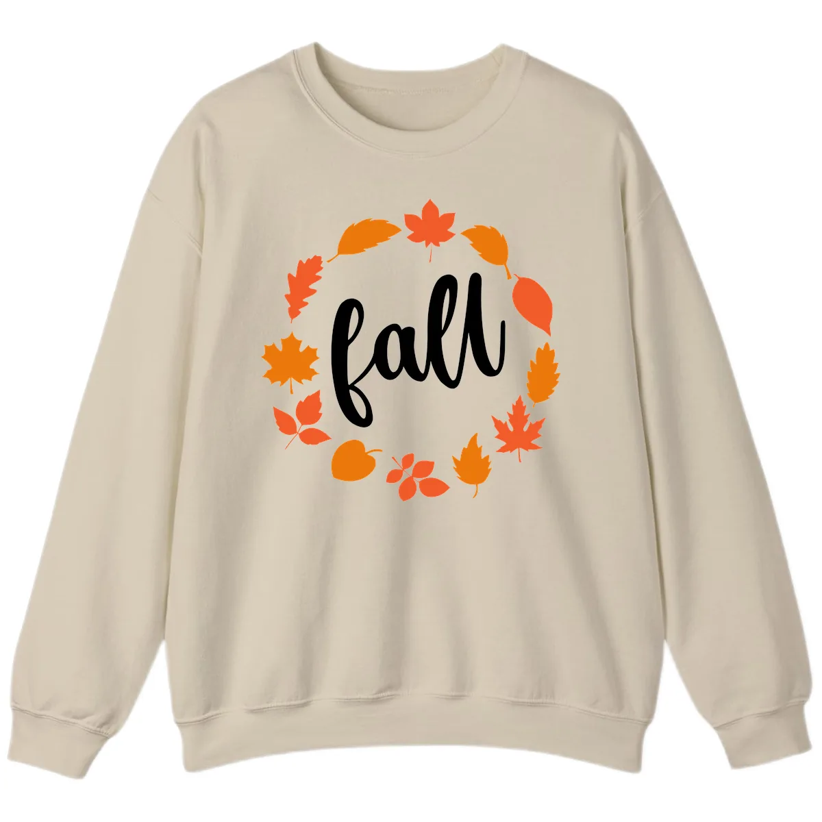 Fall Leaves Wreath Sweatshirt in Sand