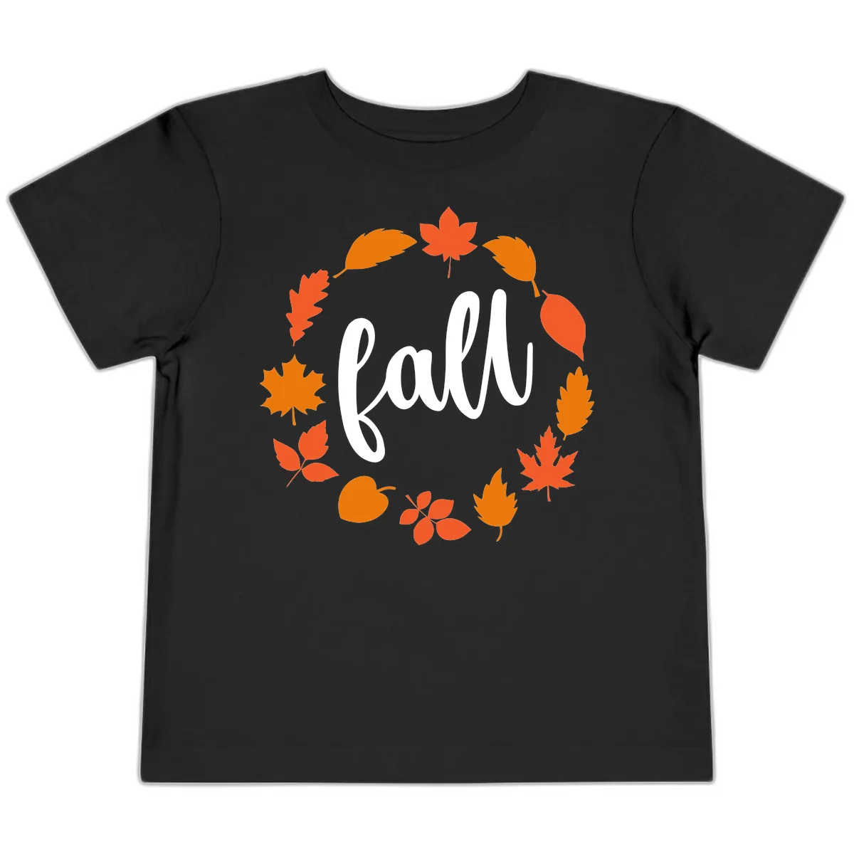 Fall Leaves Wreath Toddler T-Shirt in Black