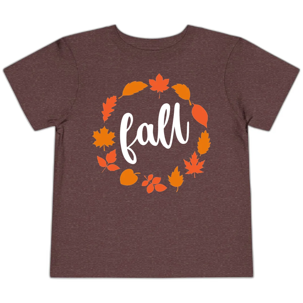 Fall Leaves Wreath Toddler T-Shirt in Heather Maroon