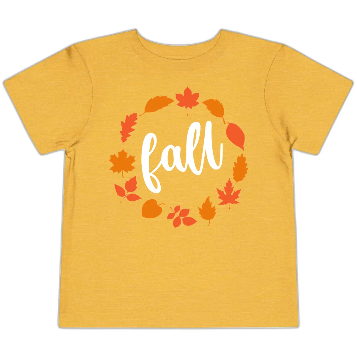 Fall Leaves Wreath Toddler T-Shirt in Heather Yellow Gold