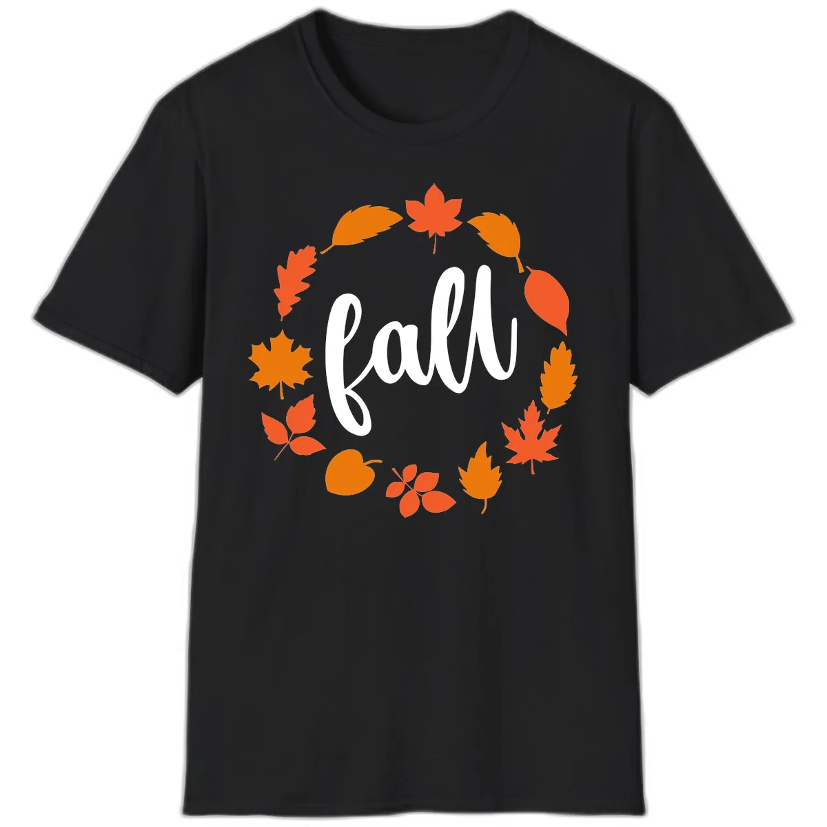 Fall Leaves Wreath T-Shirt in Black