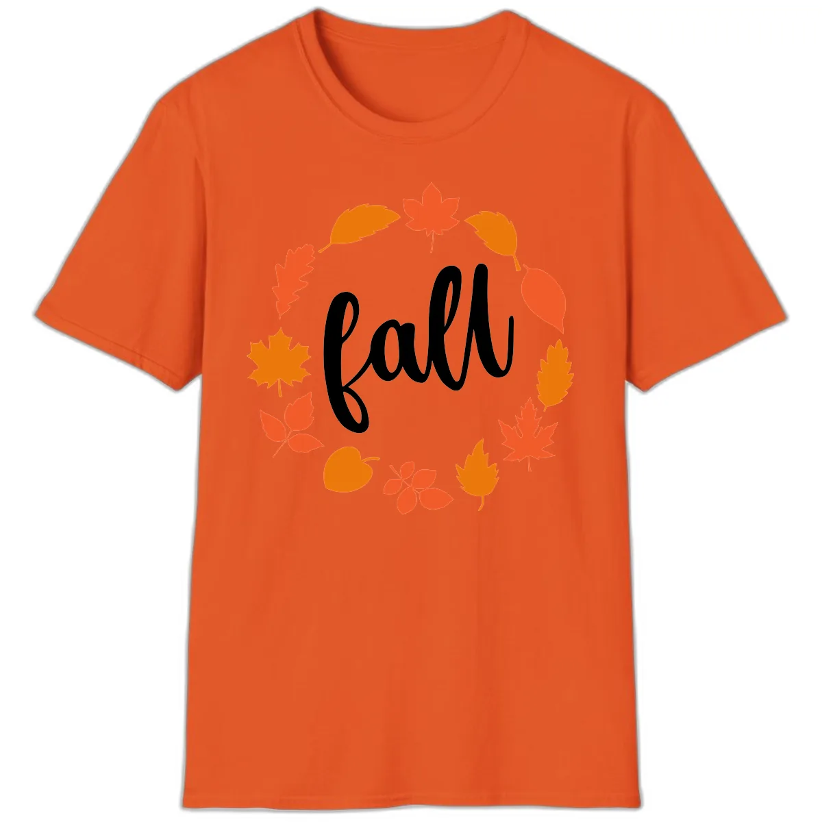 Fall Leaves Wreath T-Shirt in Orange
