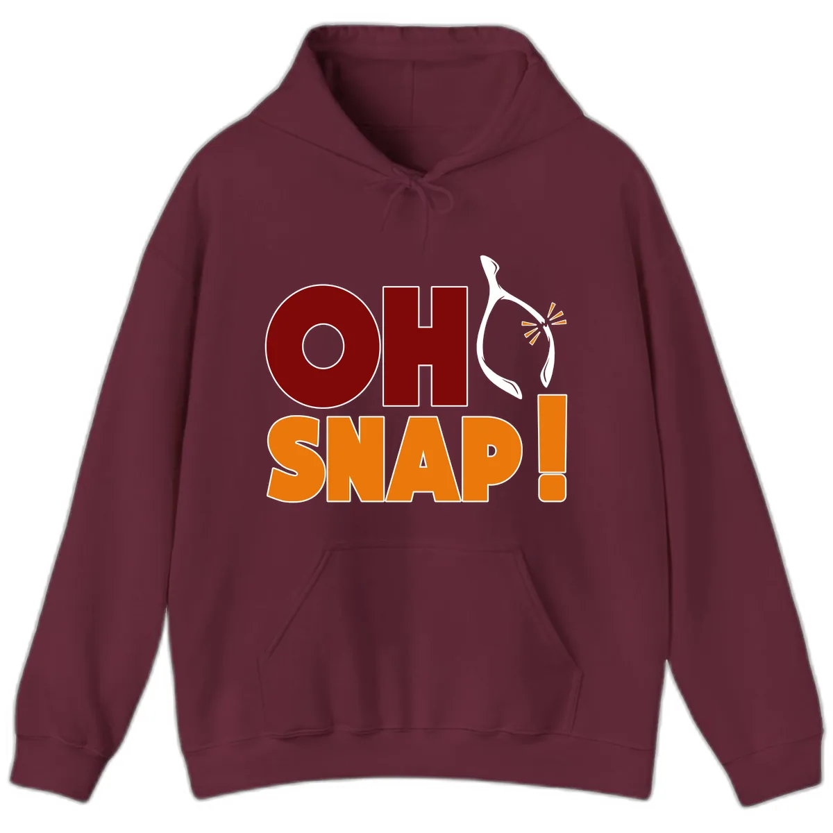 Oh Snap Wishbone Saying Hoodie in Maroon