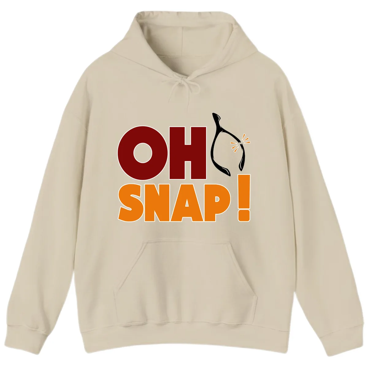 Oh Snap Wishbone Saying Hoodie in Sand