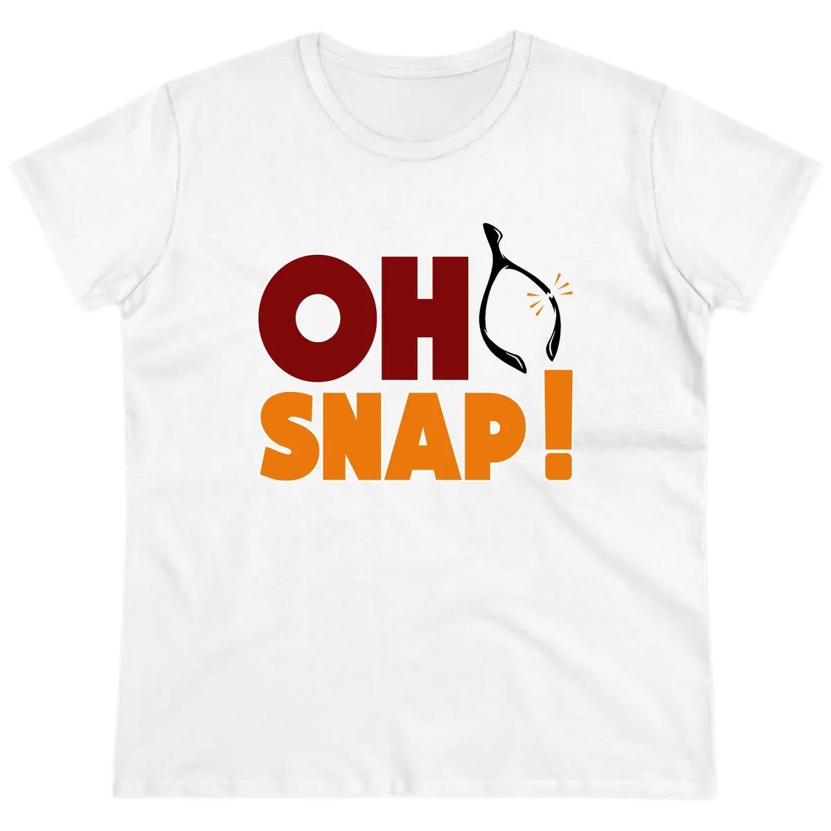 Oh Snap Wishbone Saying Ladies Tee in White