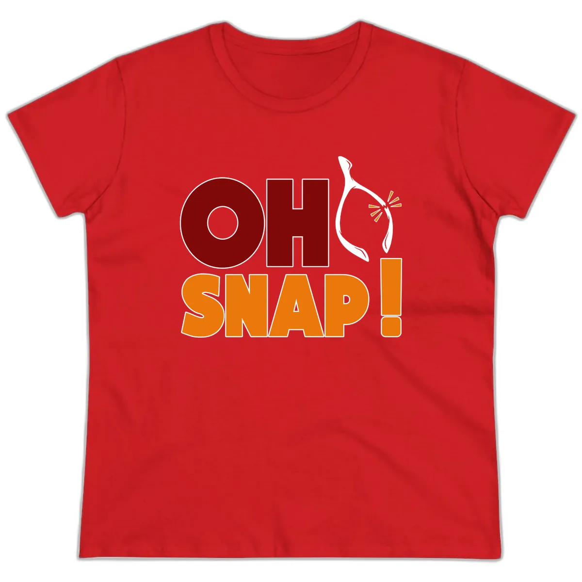 Oh Snap Wishbone Saying Ladies Tee in Red