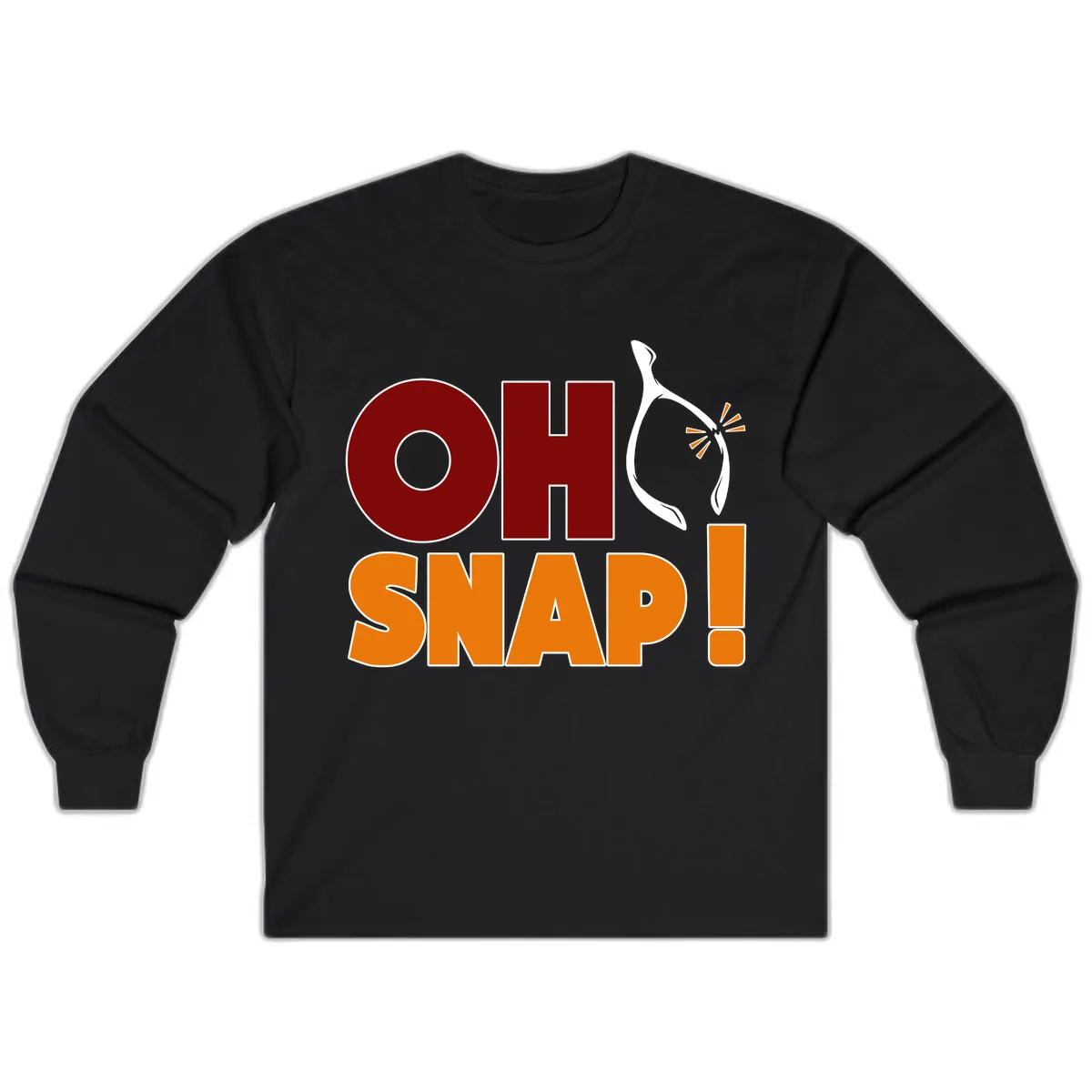 Oh Snap Wishbone Saying Long Sleeve in Black