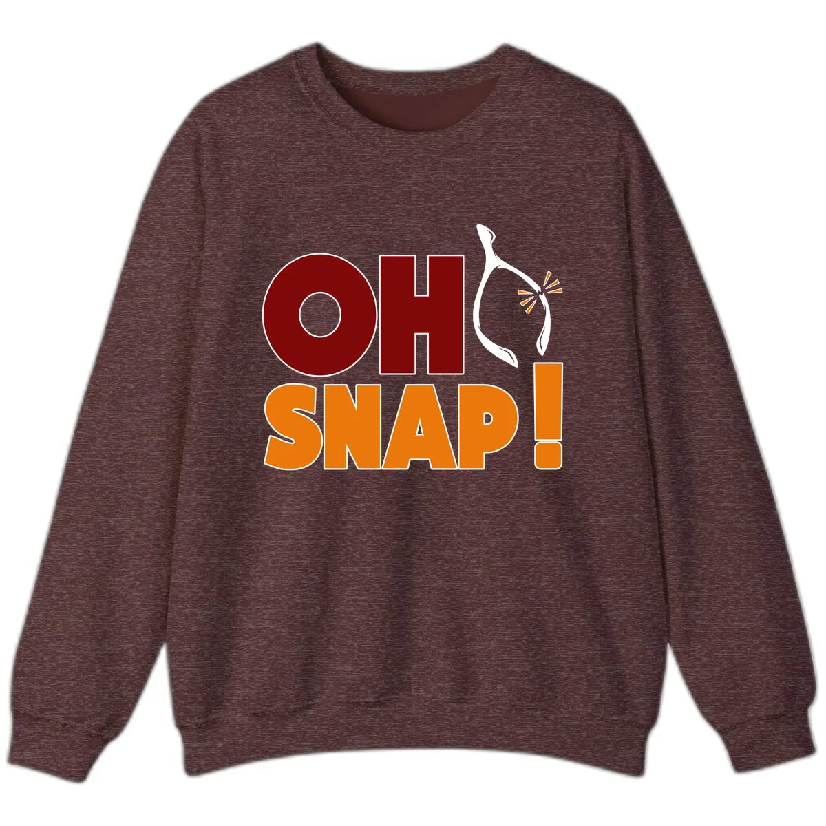 Oh Snap Wishbone Saying Sweatshirt in Heather Sport Dark Maroon