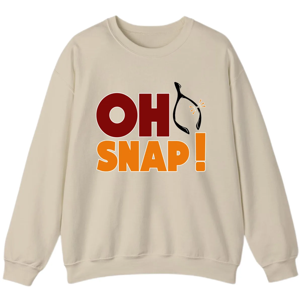 Oh Snap Wishbone Saying Sweatshirt in Sand