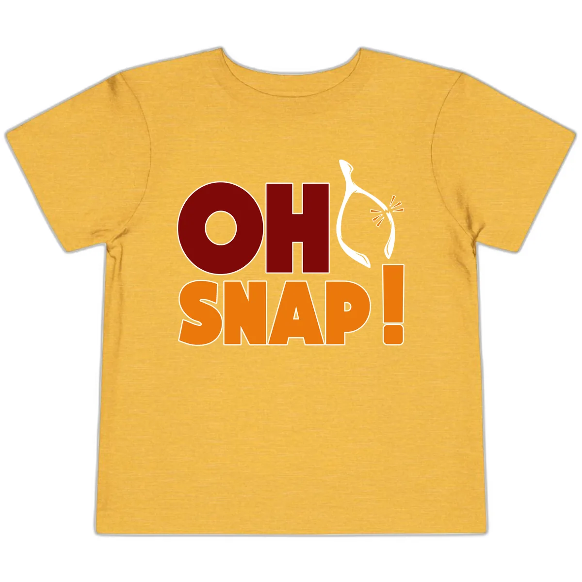 Oh Snap Wishbone Saying Toddler T-Shirt in Heather Yellow Gold
