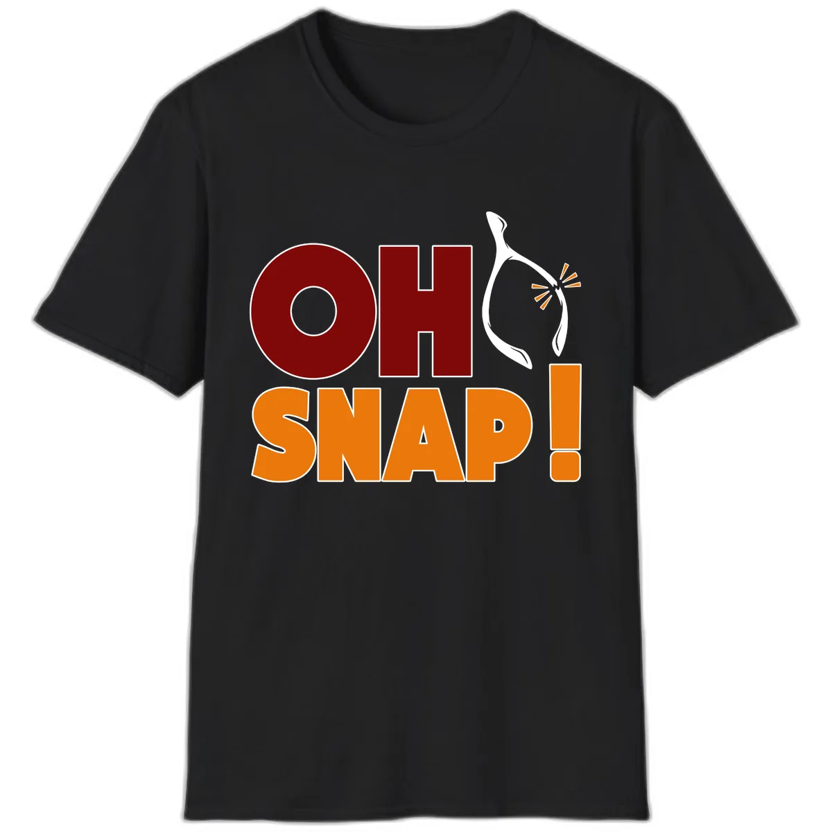Oh Snap Wishbone Saying T-Shirt in Black