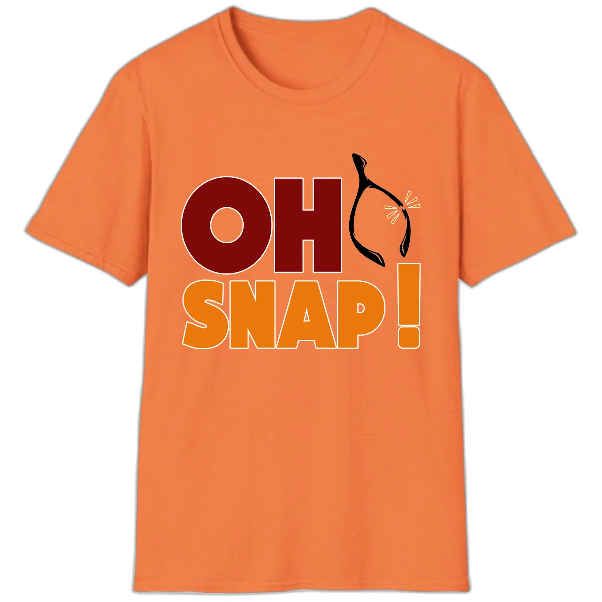Oh Snap Wishbone Saying T-Shirt in Heather Orange