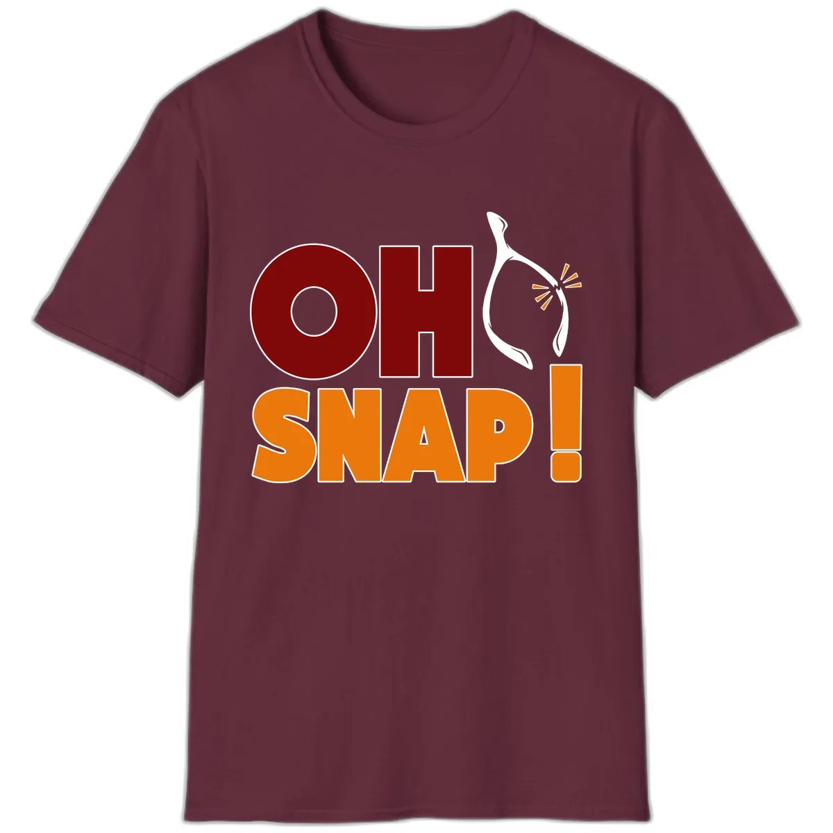 Oh Snap Wishbone Saying T-Shirt in Maroon