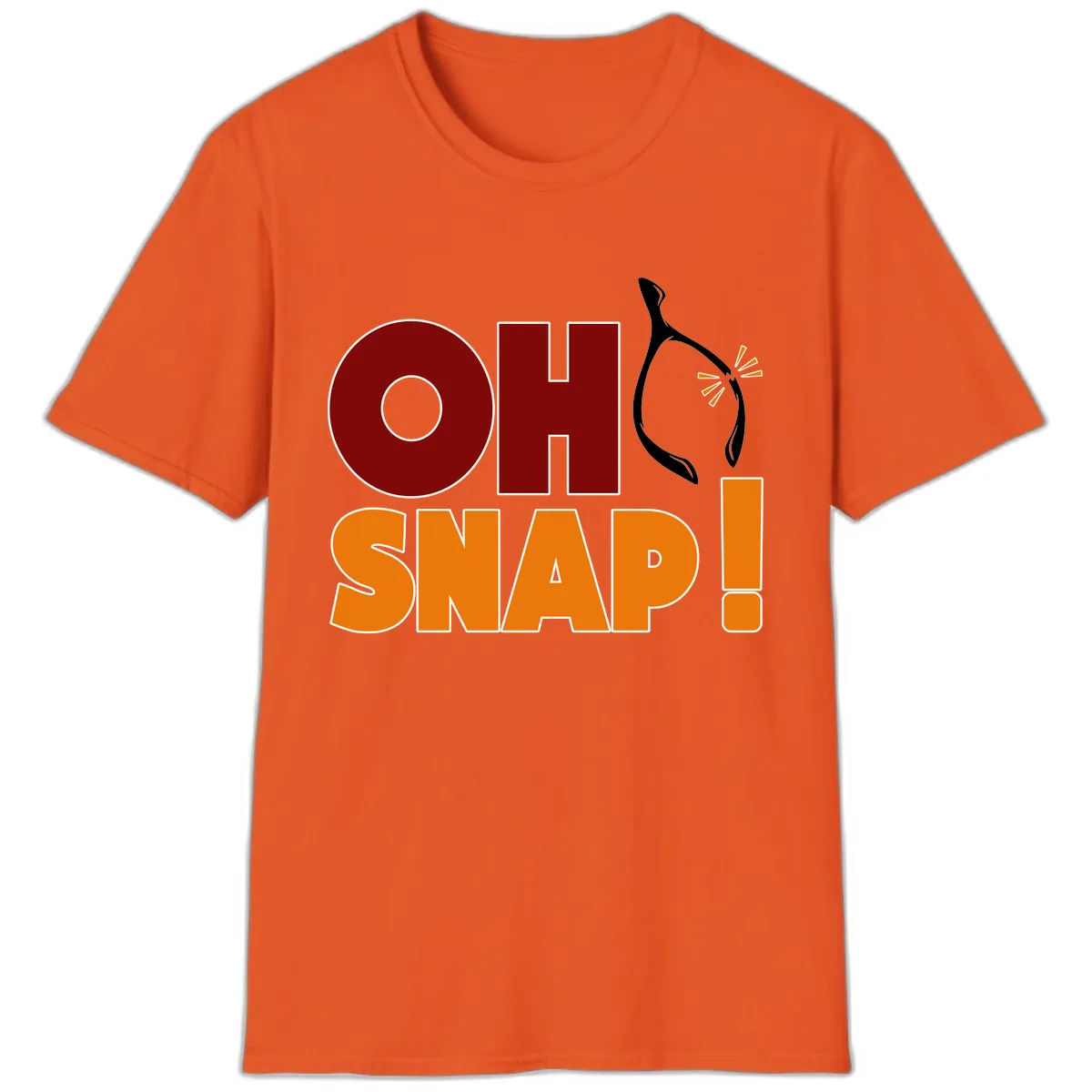Oh Snap Wishbone Saying T-Shirt in Orange