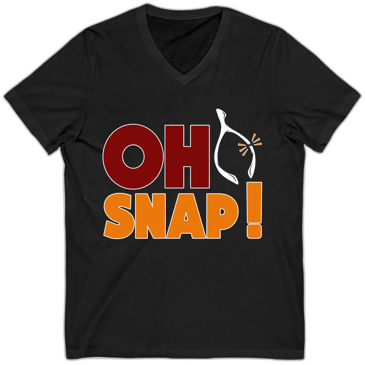 Oh Snap Wishbone Saying V-Neck in Black