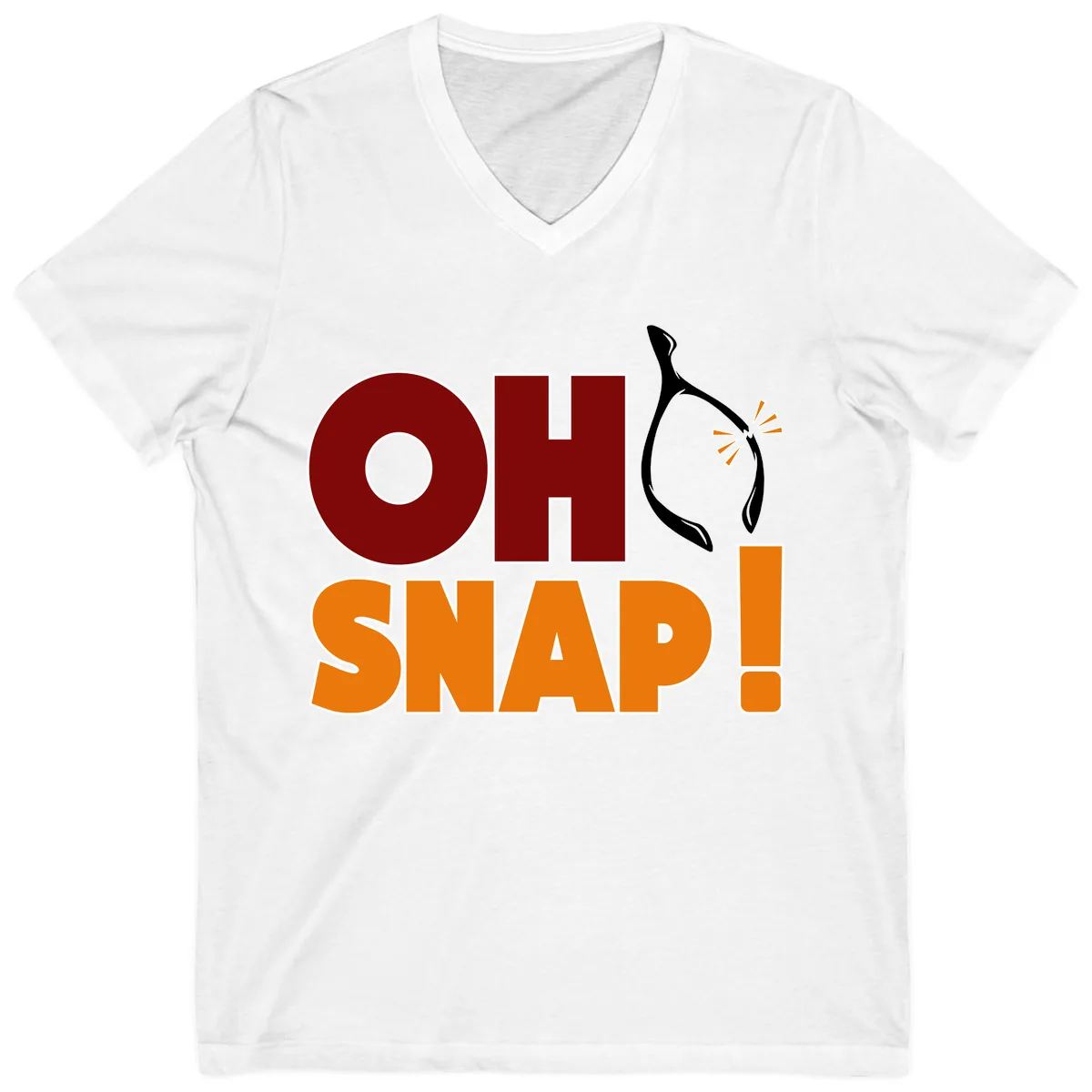 Oh Snap Wishbone Saying V-Neck in White