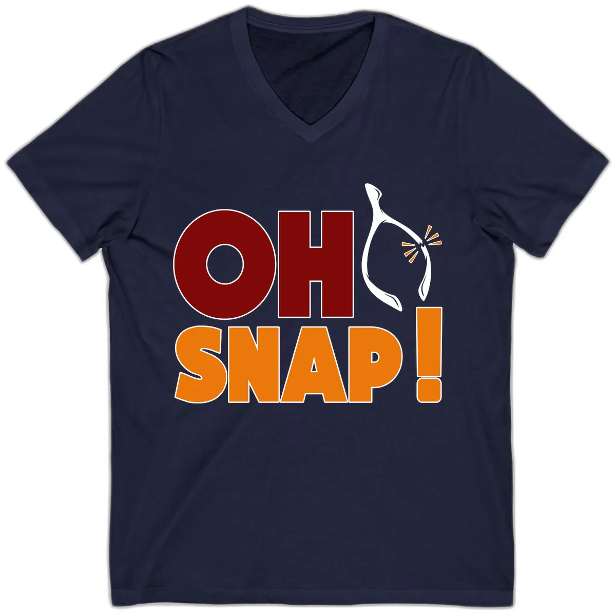 Oh Snap Wishbone Saying V-Neck in Navy