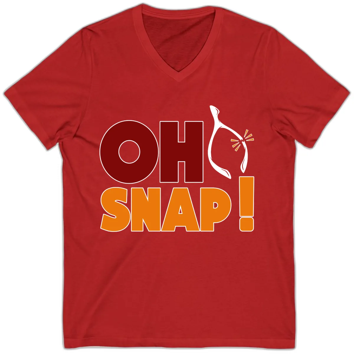 Oh Snap Wishbone Saying V-Neck in Red