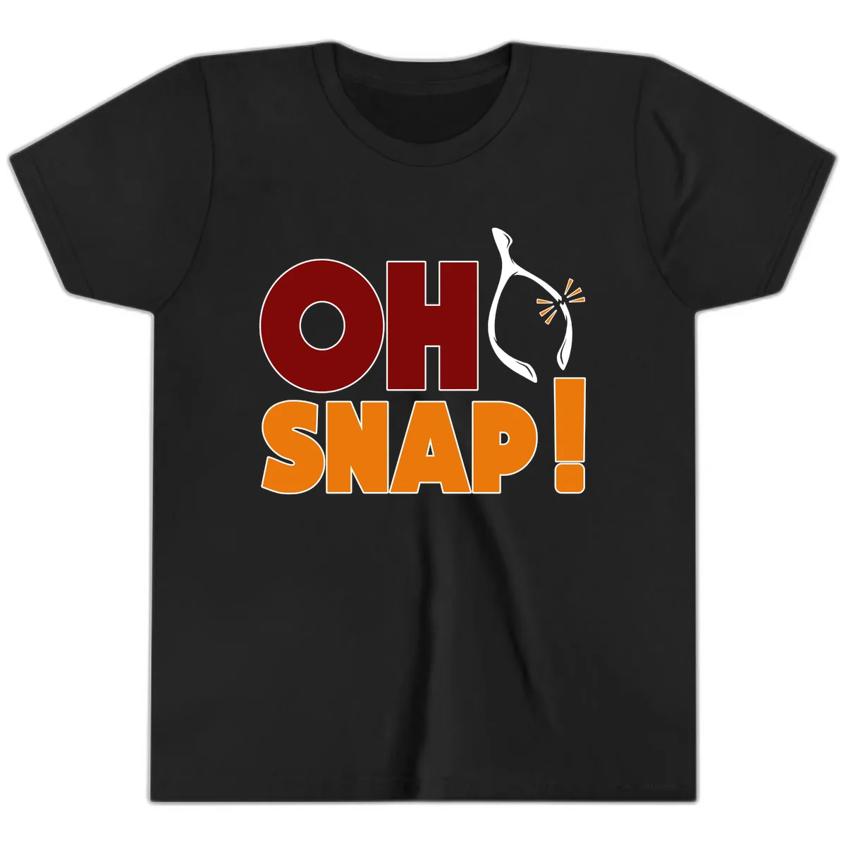 Oh Snap Wishbone Saying Youth T-Shirt in Black