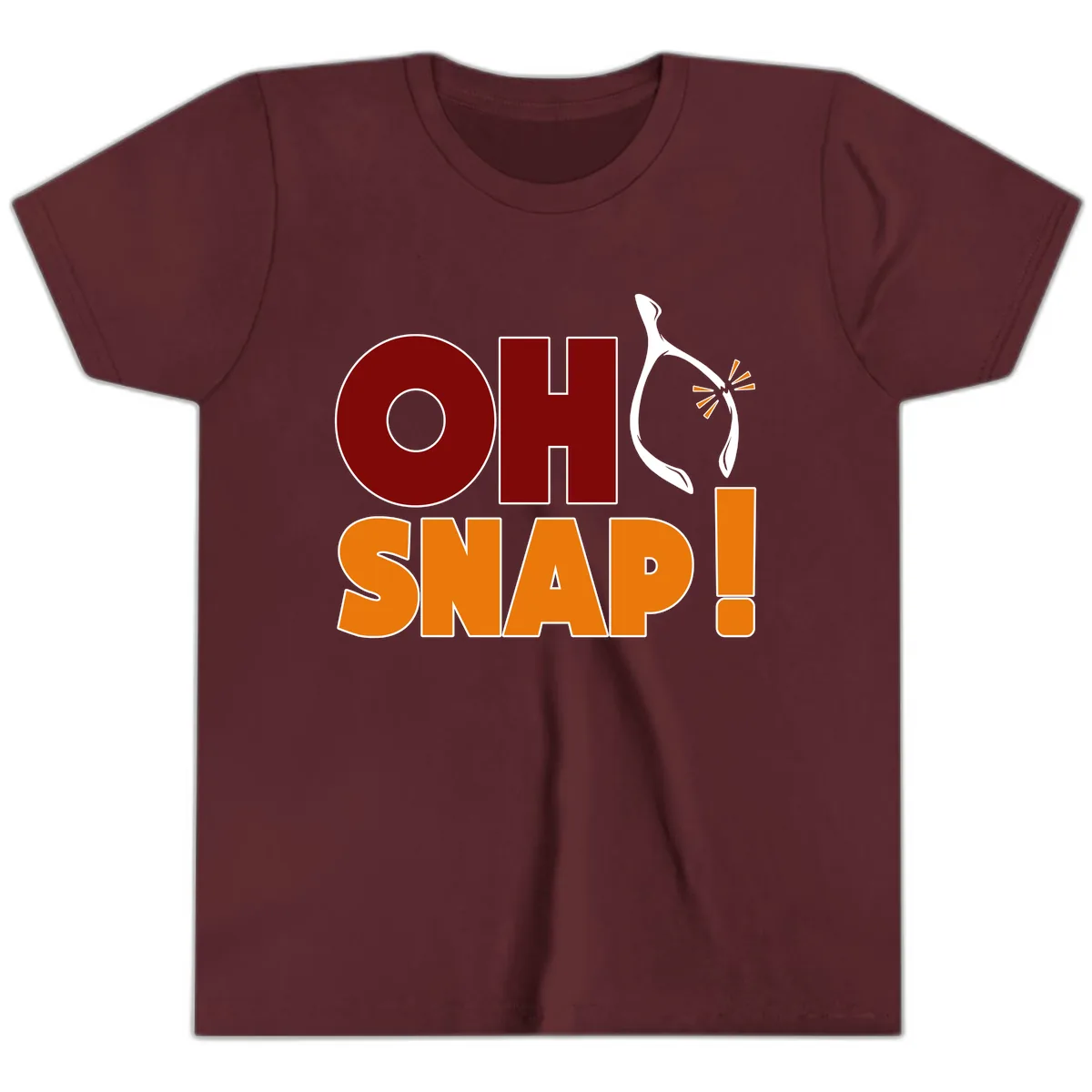 Oh Snap Wishbone Saying Youth T-Shirt in Maroon