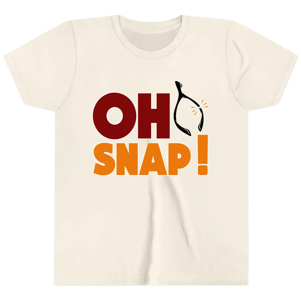 Oh Snap Wishbone Saying Youth T-Shirt in Natural