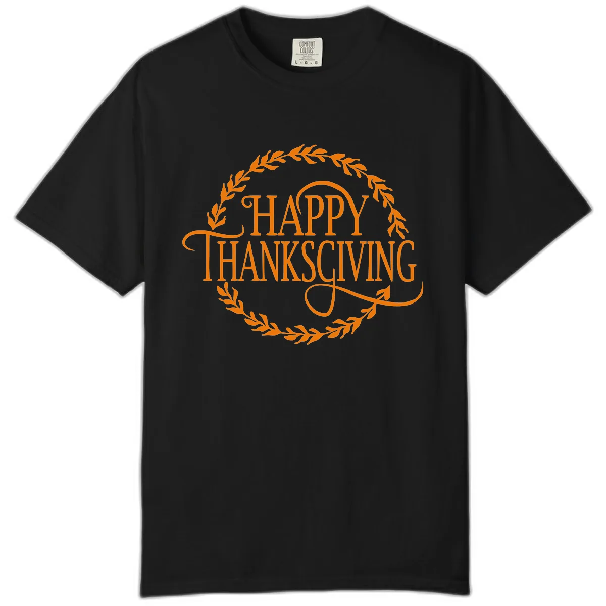 Happy Thanksgiving Wreath Design Comfort Color in Black