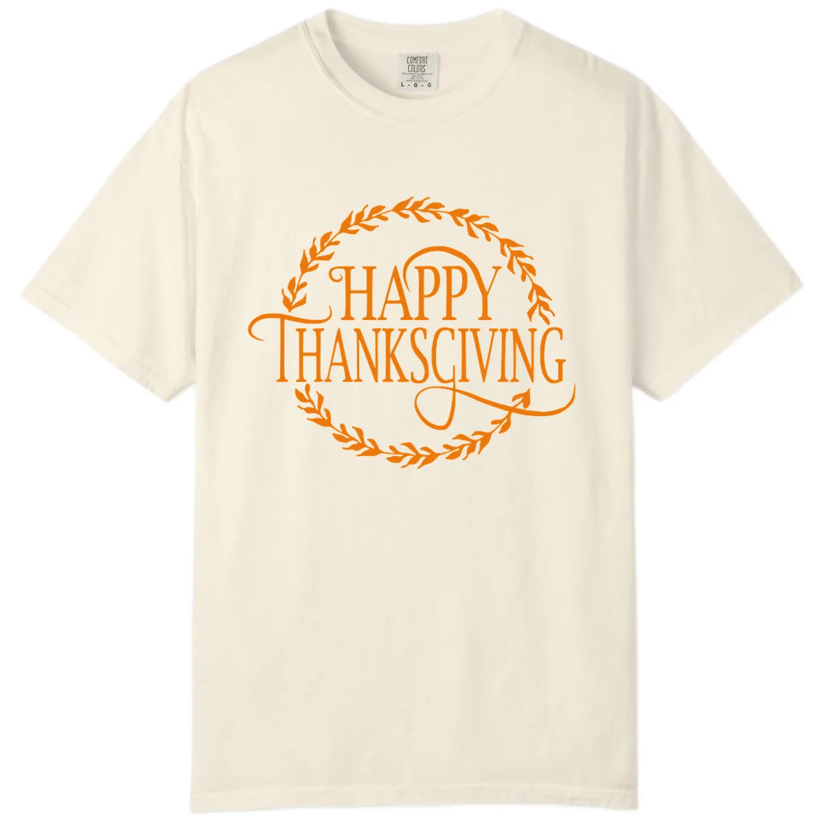 Happy Thanksgiving Wreath Design Comfort Color in Ivory