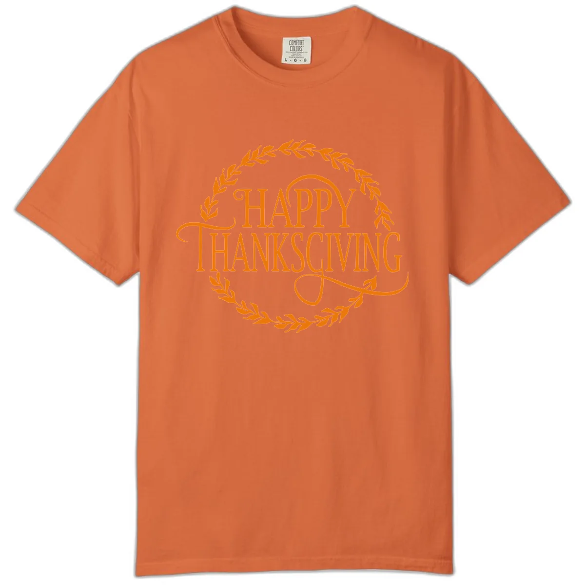 Happy Thanksgiving Wreath Design Comfort Color in Burnt Orange