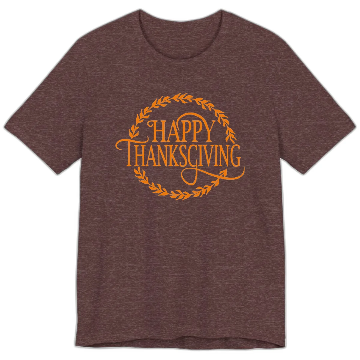 Happy Thanksgiving Wreath Design Premium T-Shirt in Heather Maroon