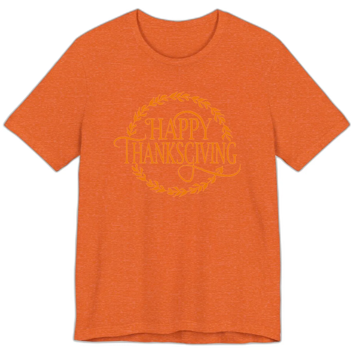 Happy Thanksgiving Wreath Design Premium T-Shirt in Heather Orange