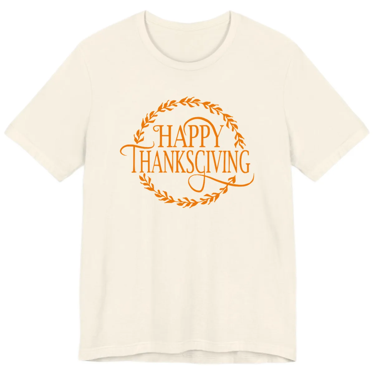Happy Thanksgiving Wreath Design Premium T-Shirt in Natural
