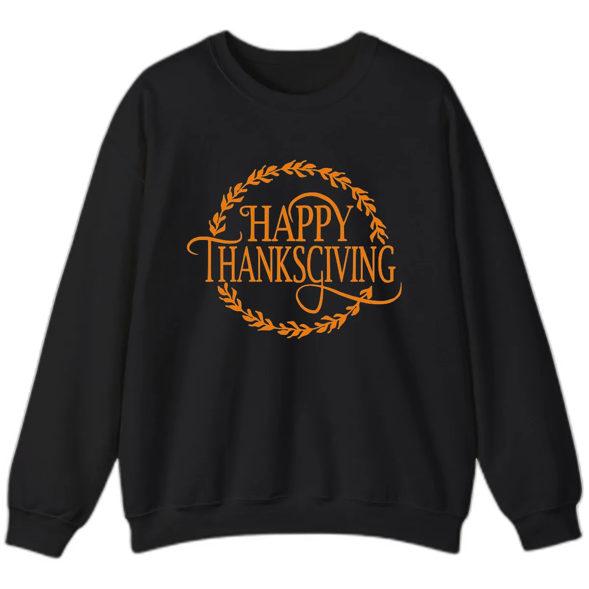 Happy Thanksgiving Wreath Design Sweatshirt in Black