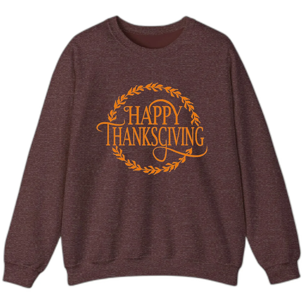 Happy Thanksgiving Wreath Design Sweatshirt in Heather Sport Dark Maroon