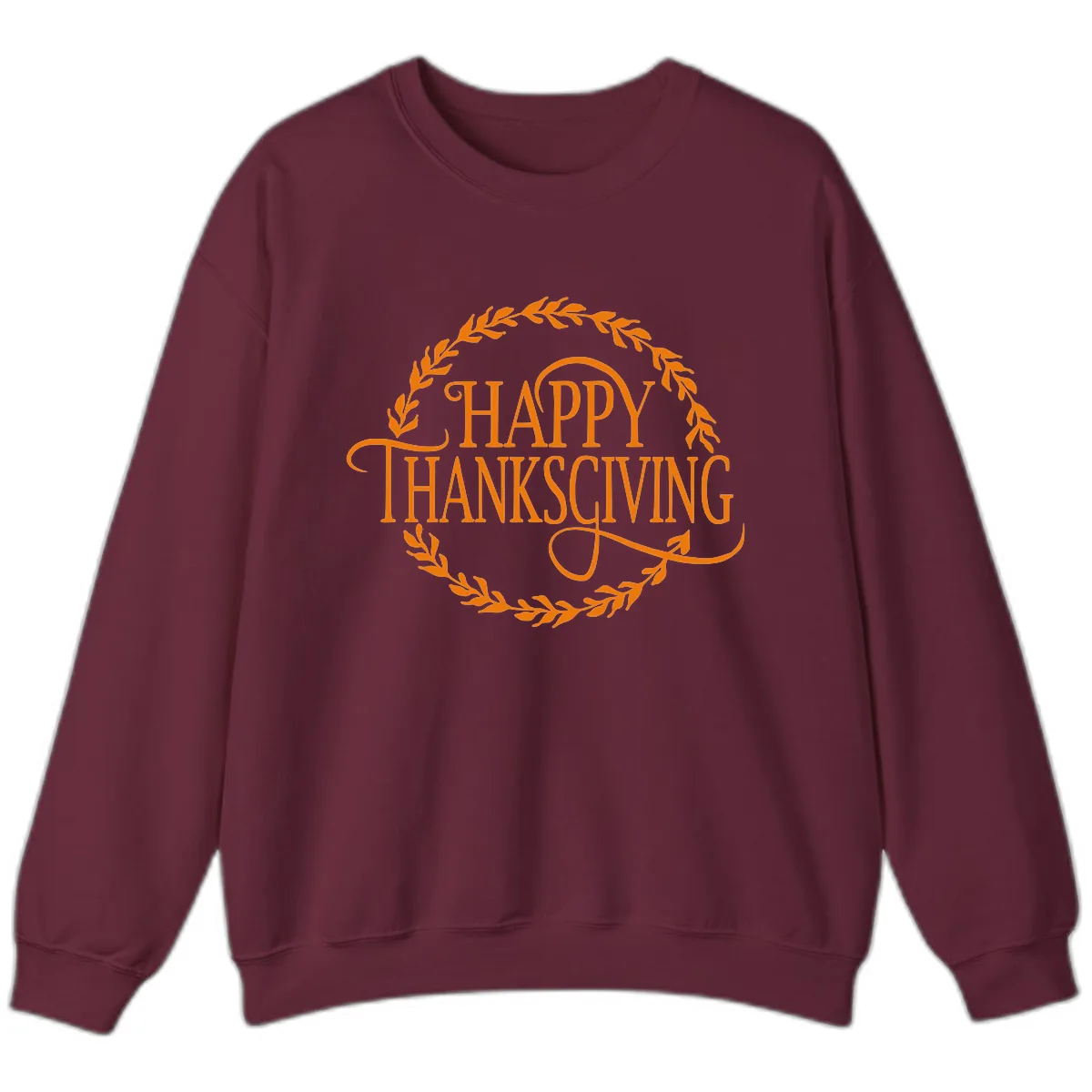 Happy Thanksgiving Wreath Design Sweatshirt in Maroon