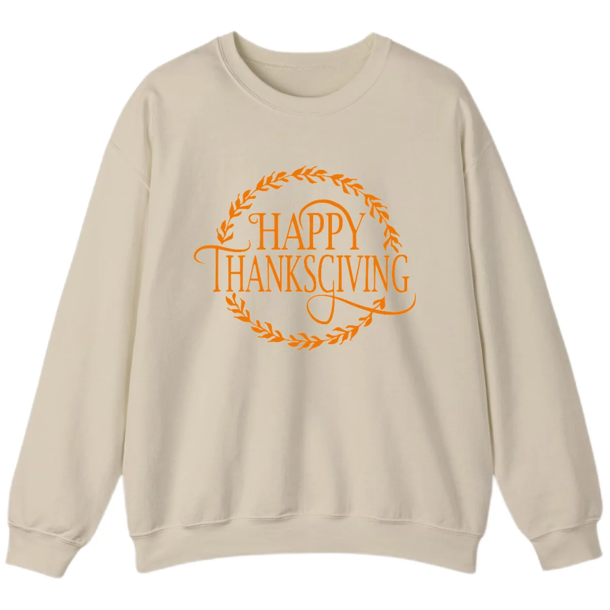 Happy Thanksgiving Wreath Design Sweatshirt in Sand