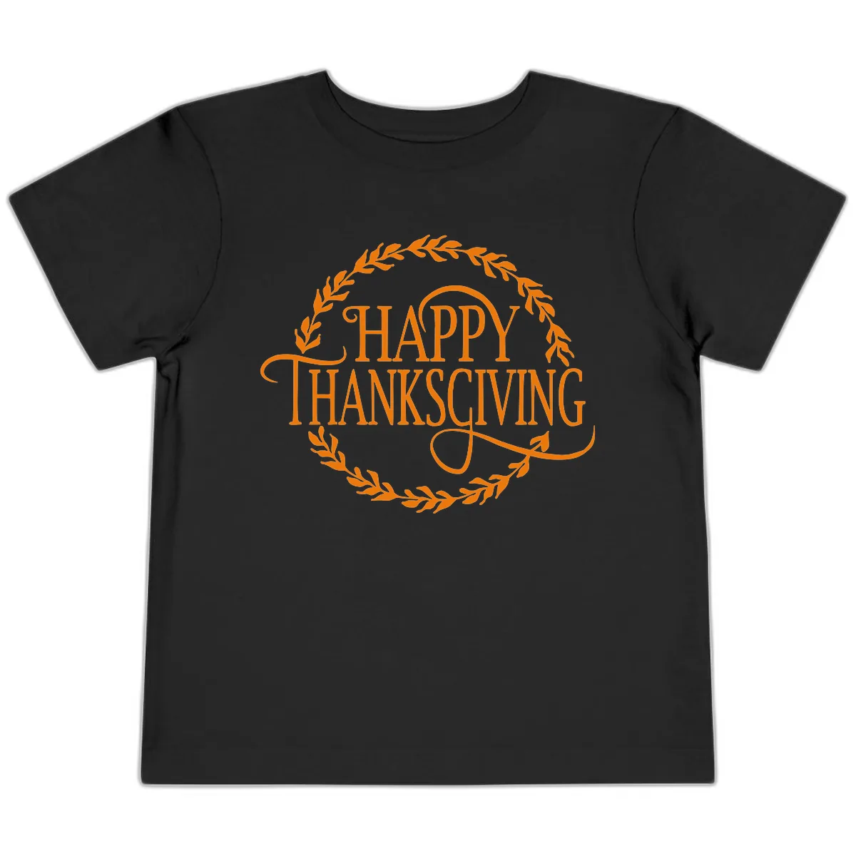 Happy Thanksgiving Wreath Design Toddler T-Shirt in Black