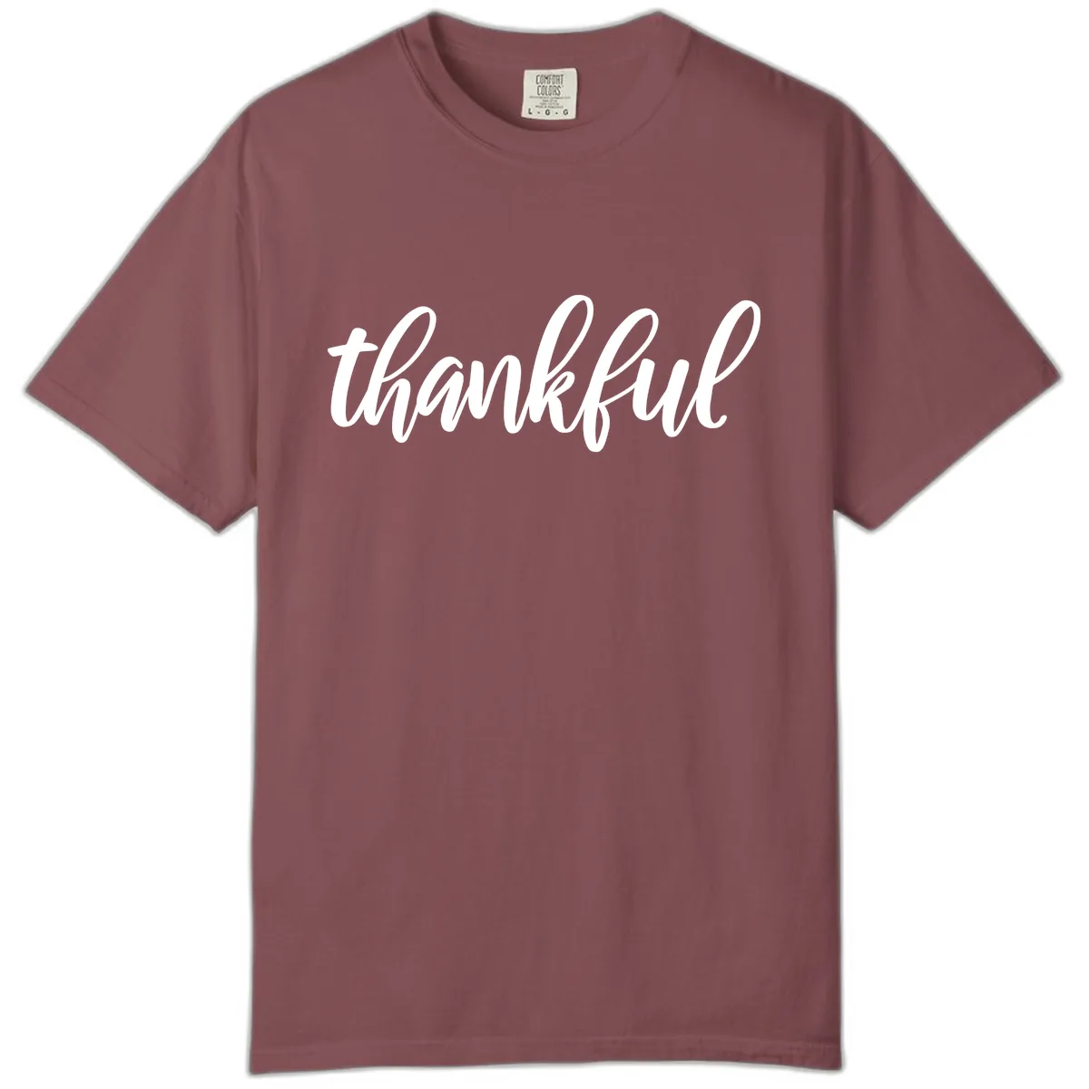 Script Thankful Word Art Comfort Color in Brick
