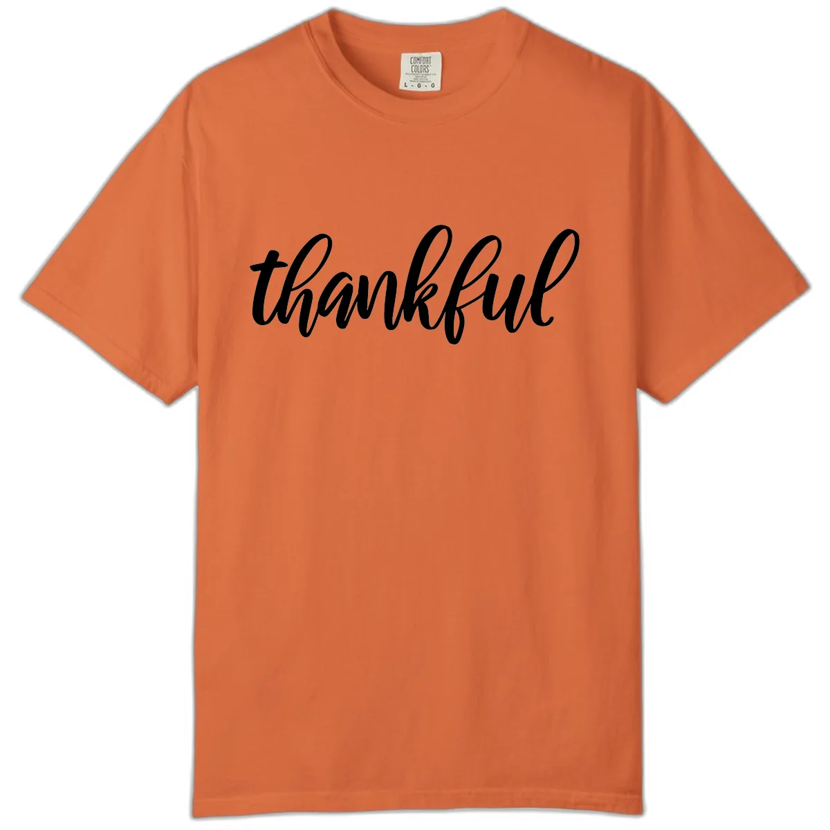 Script Thankful Word Art Comfort Color in Burnt Orange