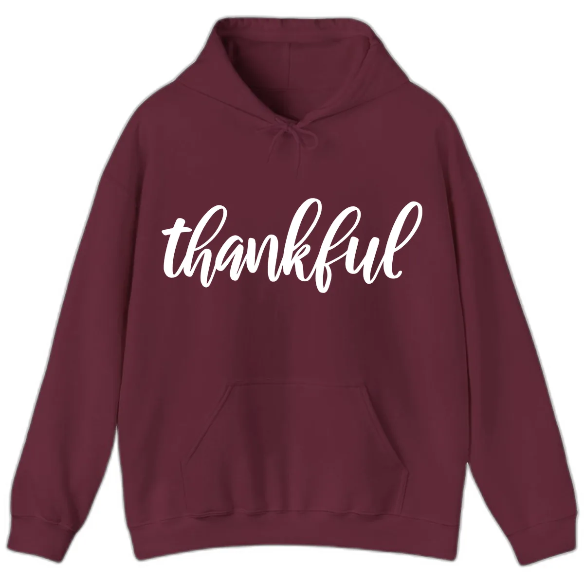 Script Thankful Word Art Hoodie in Maroon