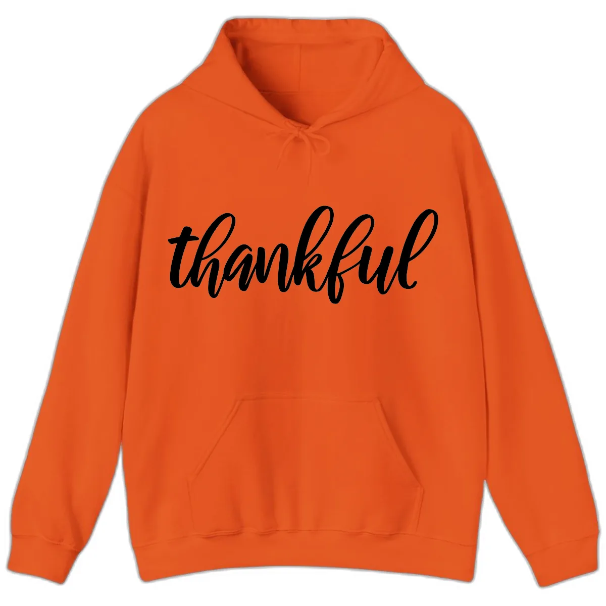 Script Thankful Word Art Hoodie in Orange