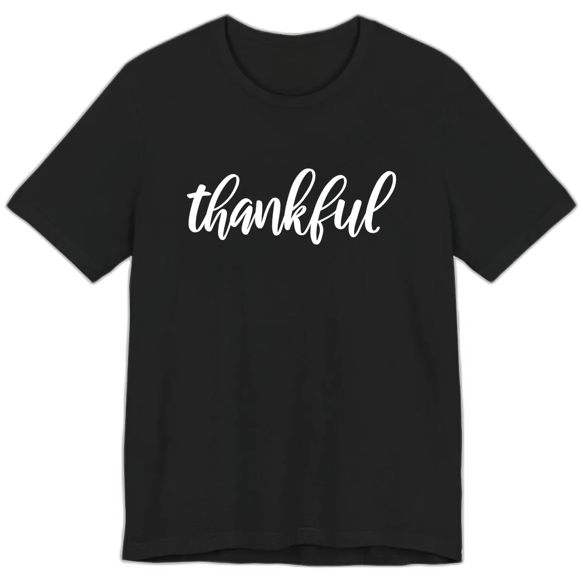 Script Thankful Word Art Premium T-Shirt in Black