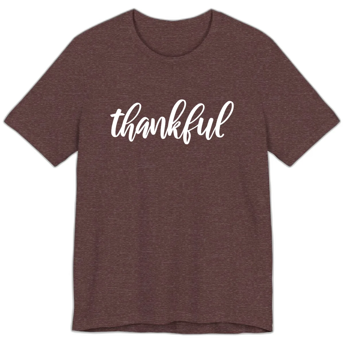 Script Thankful Word Art Premium T-Shirt in Heather Maroon