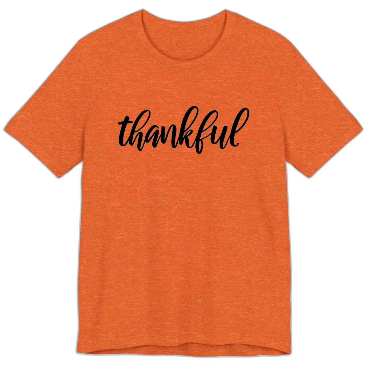 Script Thankful Word Art Premium T-Shirt in Heather Orange