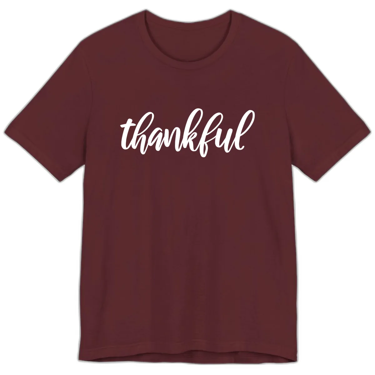Script Thankful Word Art Premium T-Shirt in Maroon