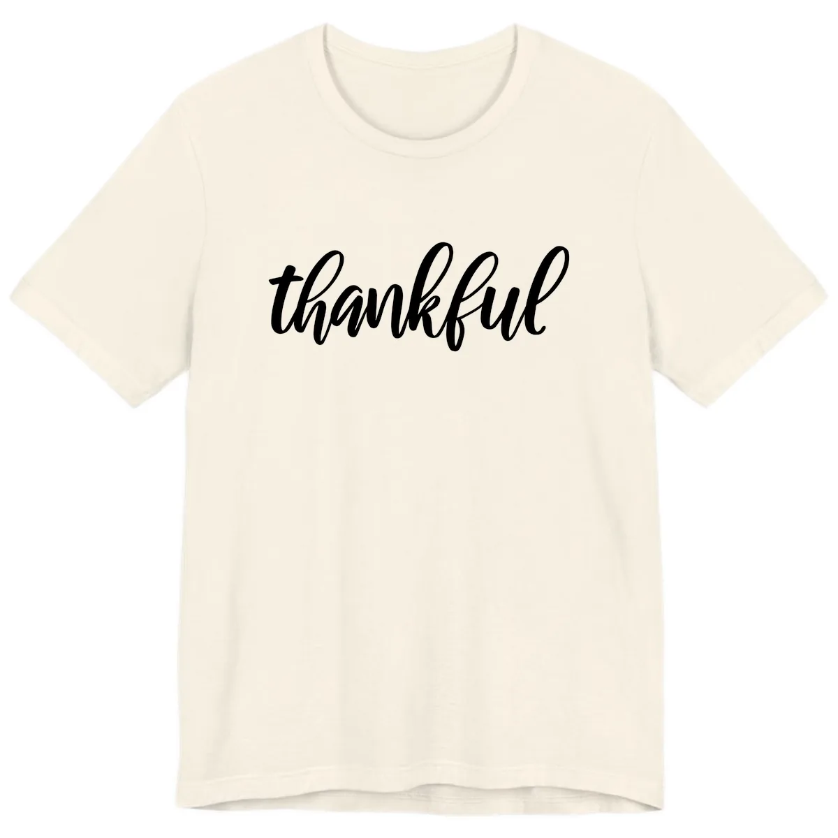 Script Thankful Word Art Premium T-Shirt in Natural