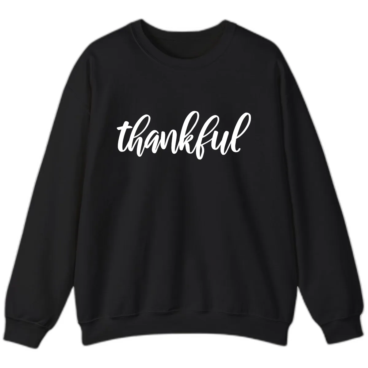 Script Thankful Word Art Sweatshirt in Black