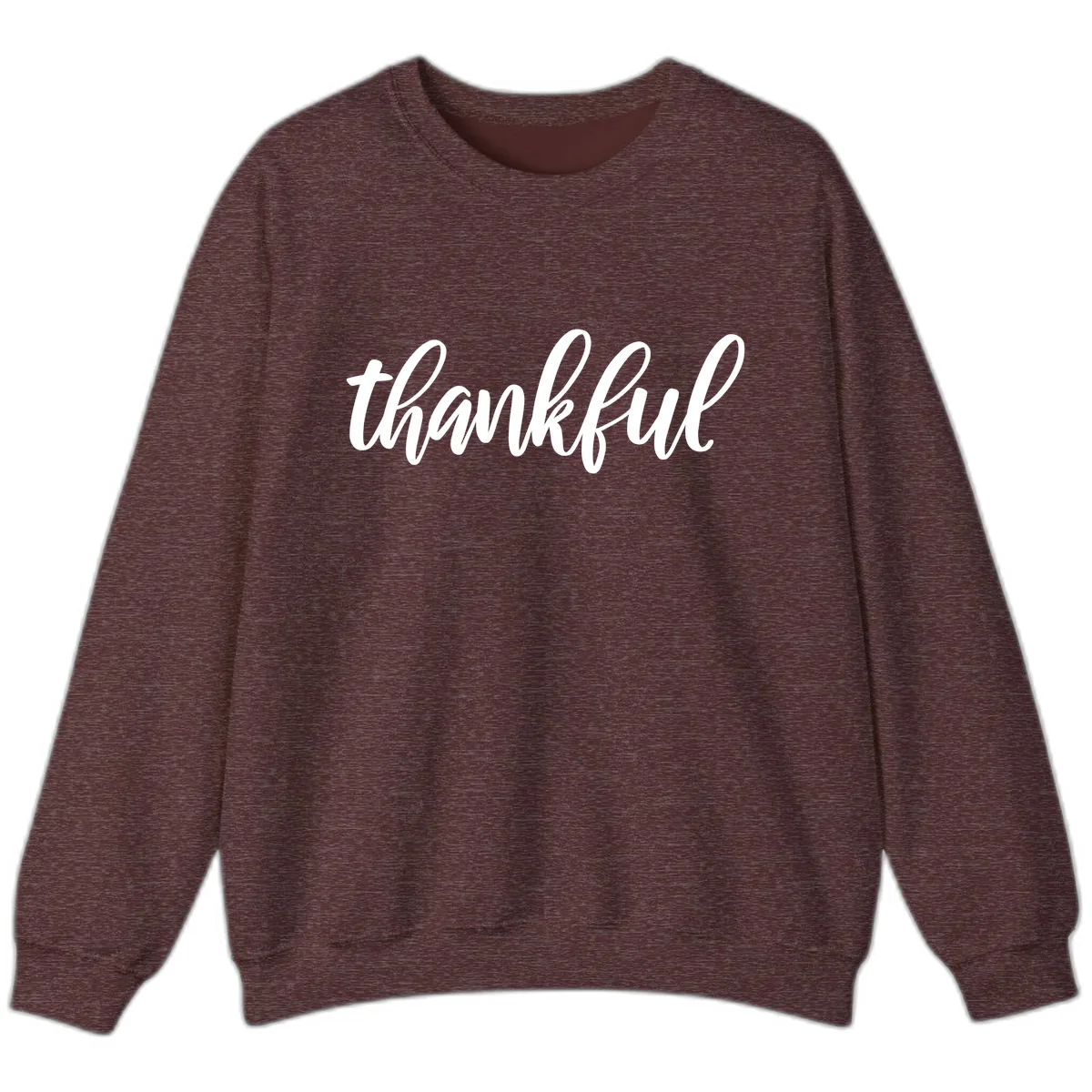 Script Thankful Word Art Sweatshirt in Heather Sport Dark Maroon