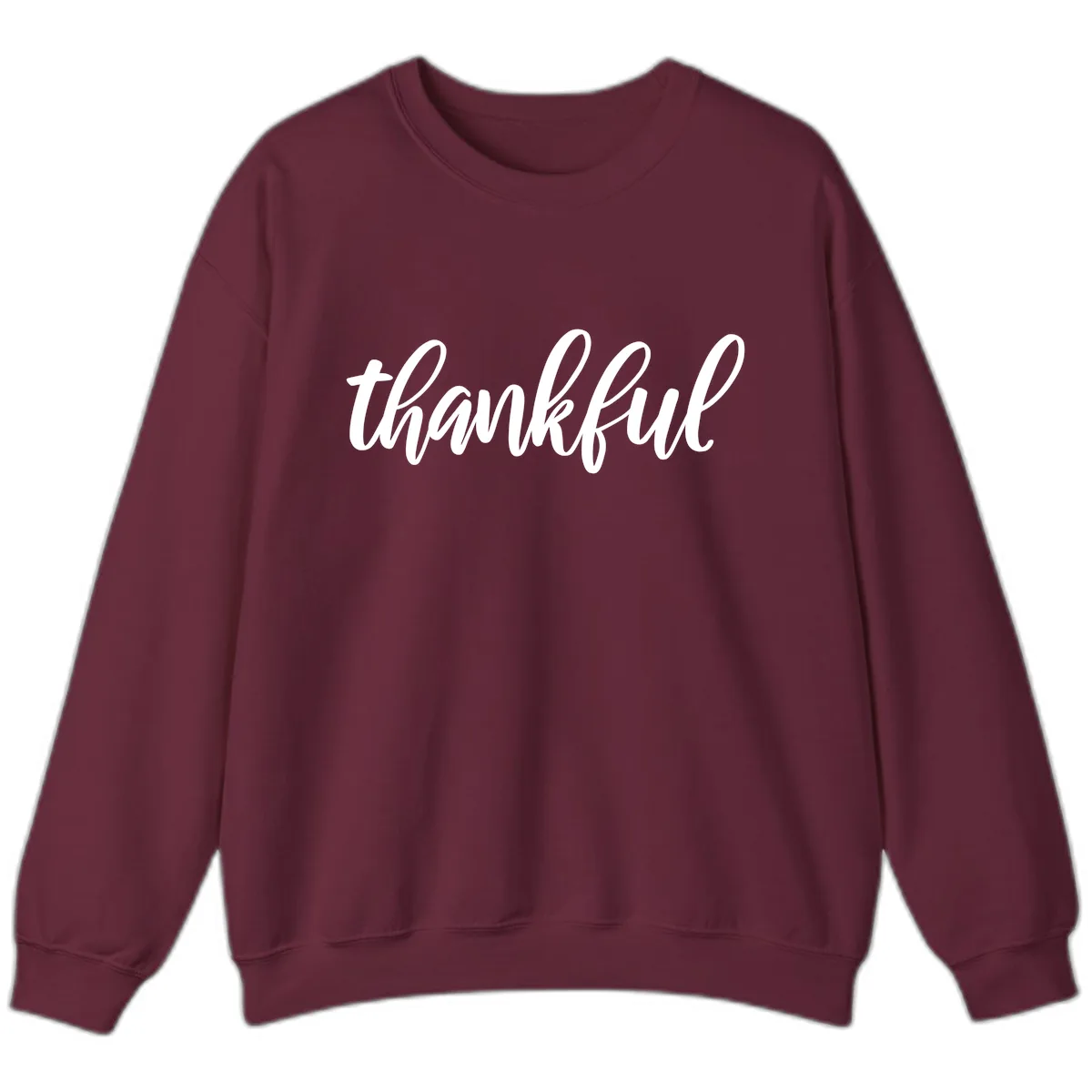 Script Thankful Word Art Sweatshirt in Maroon