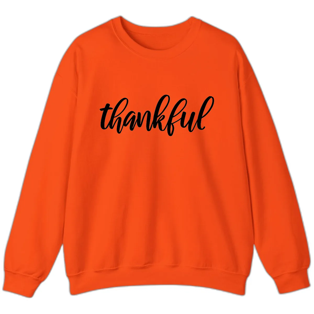 Script Thankful Word Art Sweatshirt in Orange