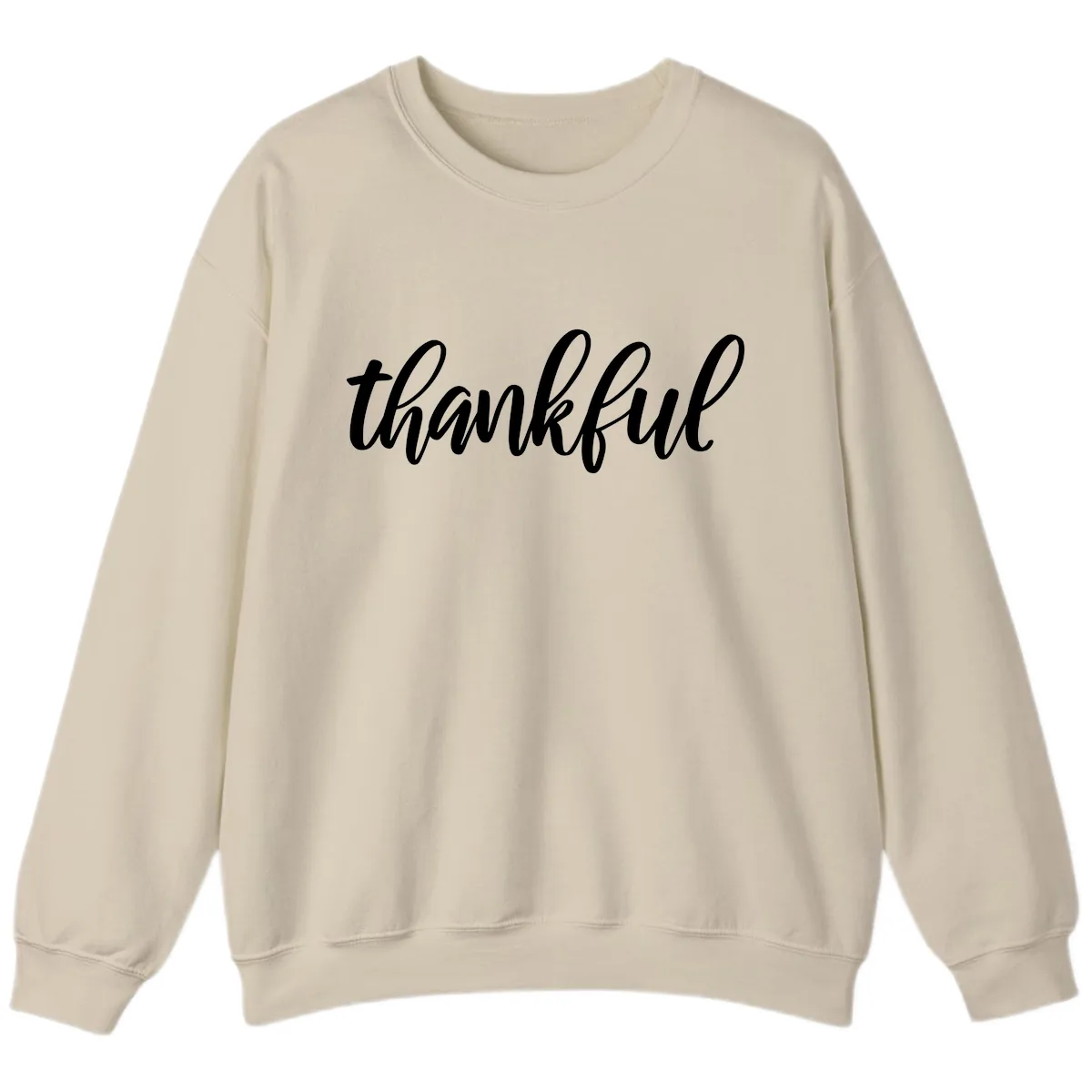 Script Thankful Word Art Sweatshirt in Sand